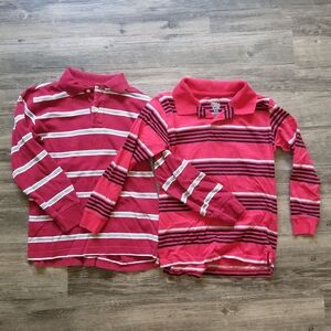 Boy's Size 8 Red Collared Striped Long Sleeves Shirt Bundle